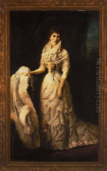 Portrait Of A Lady In An Elegant Lace Gown - view 1