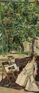 Dama En En El Jardin by Eduardo Pelayo Fernandez