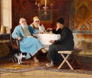 Figures Sitting At A Table by Ivan Andreievich Pelevin