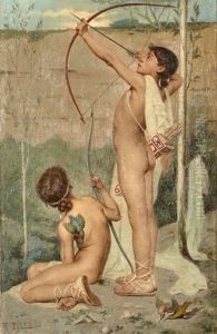 Les Tireurs A L'arc by Fernand Pelez