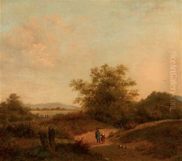 Sportsmen Along A Sandy Track - view 1