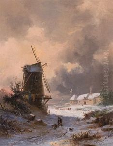 Evening Mood At The Mill by Jacobus Pelgrom
