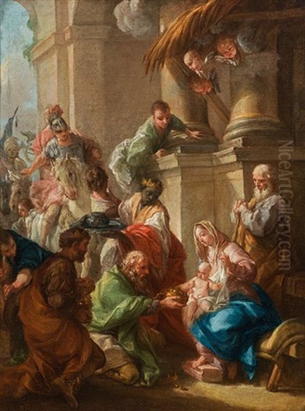 The Adoration Of The Magi by Giovanni Antonio Pellegrini
