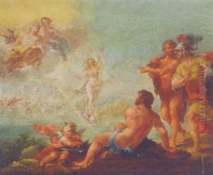An Assembly Of The Gods by Giovanni Antonio Pellegrini