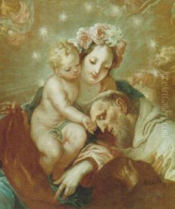 The Madona And Child Appearing To A Monk