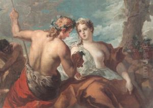 Bacchus And A Maiden At The Foot Of A Tree by Giovanni Antonio Pellegrini