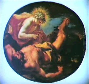 Apollo E Marsia & Latona Con I Piccoli Apollo E Diana Trasforma In Rana Il Contadino... by Giovanni Antonio Pellegrini