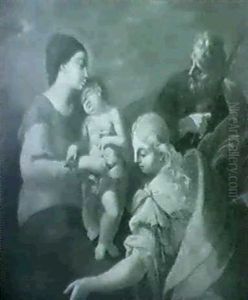 Die Heilige Familie Mit Einem Engel. by Giovanni Antonio Pellegrini