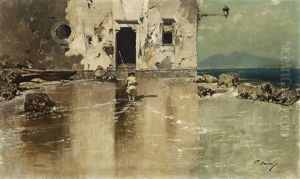 Paesaggio Costiero Con Pescatore by Riccardo Pellegrini