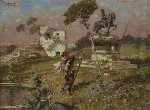 Nel Parco Con Statua Equestre by Riccardo Pellegrini