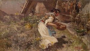 Contadina In Giardino by Riccardo Pellegrini