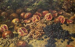 Natura Morta Con Uva E Melograni by Riccardo Pellegrini
