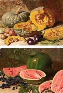Nature Morte Con Frutta E Verdura (pair) by Riccardo Pellegrini
