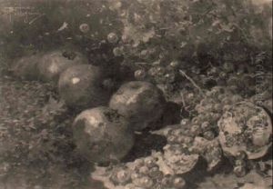 Natura Morta Con Melograni E Uva by Riccardo Pellegrini