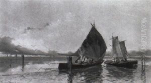 Laguna Veneta Con Barche E Pescatori by Riccardo Pellegrini