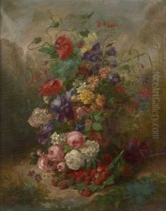 Jonchee De Fleurs, Raisins, Noix Et Peches Et Pampres De Vignes; Corbeille De Fleurs Et Fraises (2 Works)