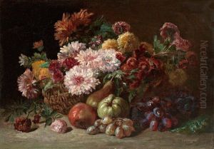 Herbstliches Blumen- Und Fruchtestilleben by Jules Antoine Pelletier