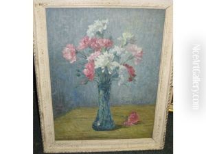 Still Life With Pink And White Carnations by Leonce Pelletier