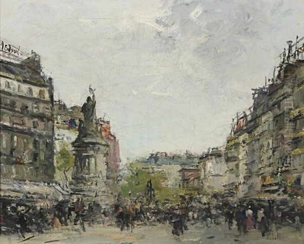 A Busy Paris Street - view 1