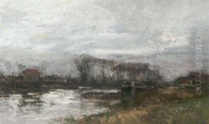 Fluslandschaft Mit Lastkahn (seine?) Fluslandschaft Mit Lastkahn (seine?)