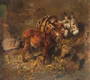 Interno Di Stalla Con Animali by Tito Pellicciotti