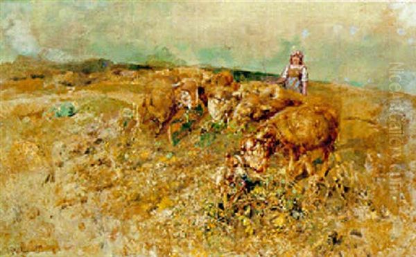 Pastorella E Pecore Nel Paesaggio - view 1