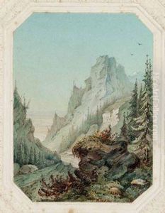 Gebirgslandschaft Mit Blick Ins Tal Gebirgslandschaft Mit Blick Ins Tal