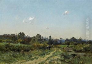 Sommerliche Landschaft Bei Barbizon by Leon Germain Pelouse