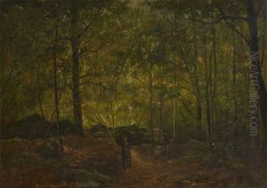 Fagoteuse Dans Une Clairiere by Leon Germain Pelouse