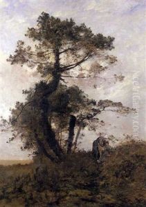 Paesaggio Con Albero E Figure by Leon Germain Pelouse