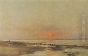 Coucher De Soleil A Honfleur by Leon Germain Pelouse
