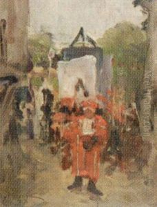 Procession De La Saint-jean A Vetheuil by Leon Germain Pelouse