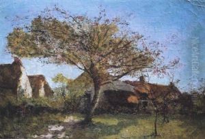 Pommier En Fleurs Pres Du Village by Leon Germain Pelouse