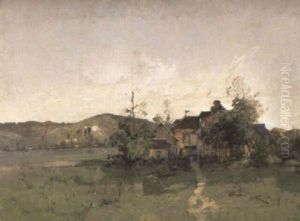 Le Hameau En Bordure De La Seine. Bord De Seine by Leon Germain Pelouse