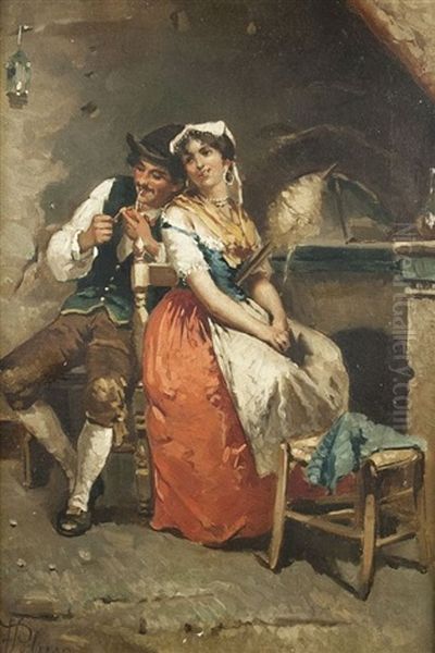 Junges Italienisches Bauernpaar In Der Stube - view 1