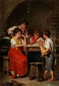 Neapolitanische Familie In Einem Gewolbe An Einem Tisch Neapolitanische Familie In Einem Gewolbe An Einem Tisch