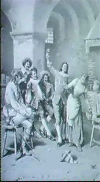 Funf Muntere Zecher Und Eine Junge Magd - view 1