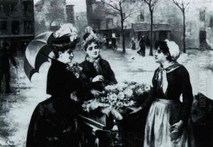 La Vendedora De Flores by Maximino Pena Munoz