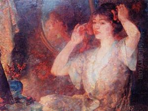 Portrait Of A Lady Seated At Her Dressing Table by Daniel Pender-Davidson