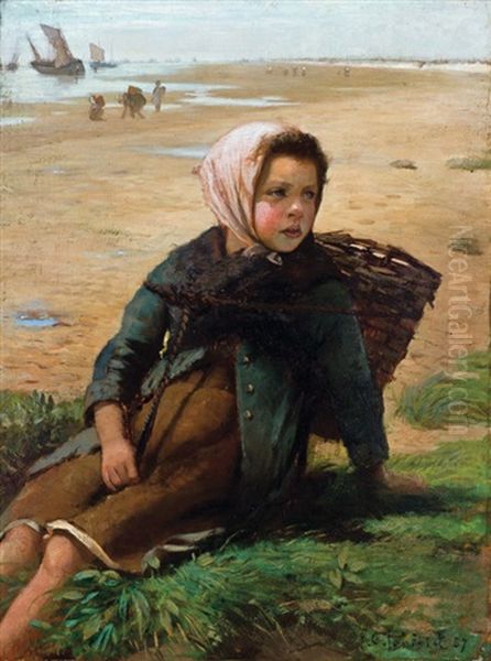 Peasant Girl On A Beach - view 1