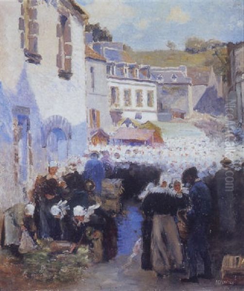 A Gathering In A Breton Village - view 1