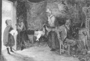 Cabin Interior With African-americans by Frank C. Penfold