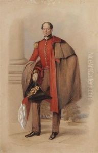 William Conway Gordon Wearing The Uniform Of An A.d.c., Scarlet Coatee With Gold Epaulettes, Black Collar With Gold Leaf, Carrying Hat, A Cloak Over His Shoulder by Aaron Edwin Penley