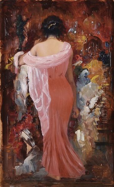 Figura Femminile In Abito Rosa - view 1