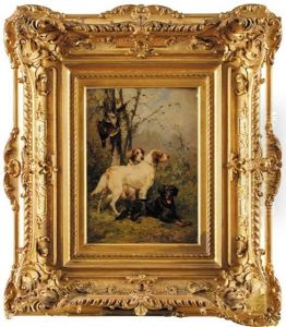 Chiens De Chasse Devant Des Perdrix by Olivier de Penne