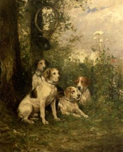 Hunting Dogs At Rest Beneath A Tree by Olivier de Penne