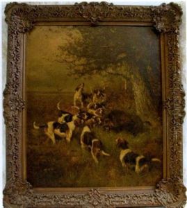Hunting Dogs Cornering A Wild Boar by Olivier de Penne