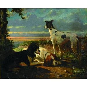 Three Dogs In A Landscape by Olivier de Penne