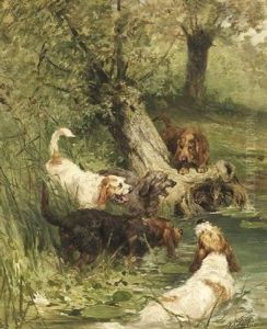 Funf Hunde Stellen Einen Fischotter