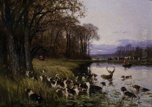 A Stag At Bay by Olivier de Penne
